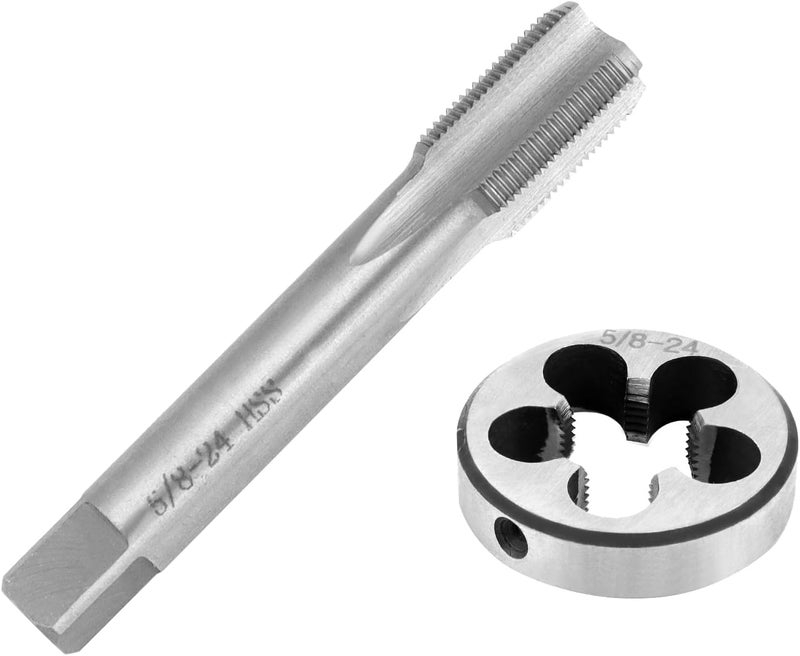 QWORK 5/8"-24 Tap and Die Set, with Round Die 22LR 223 5.56 9mm, High Speed Steel Right Hand Thread Tap Tool - Image 3